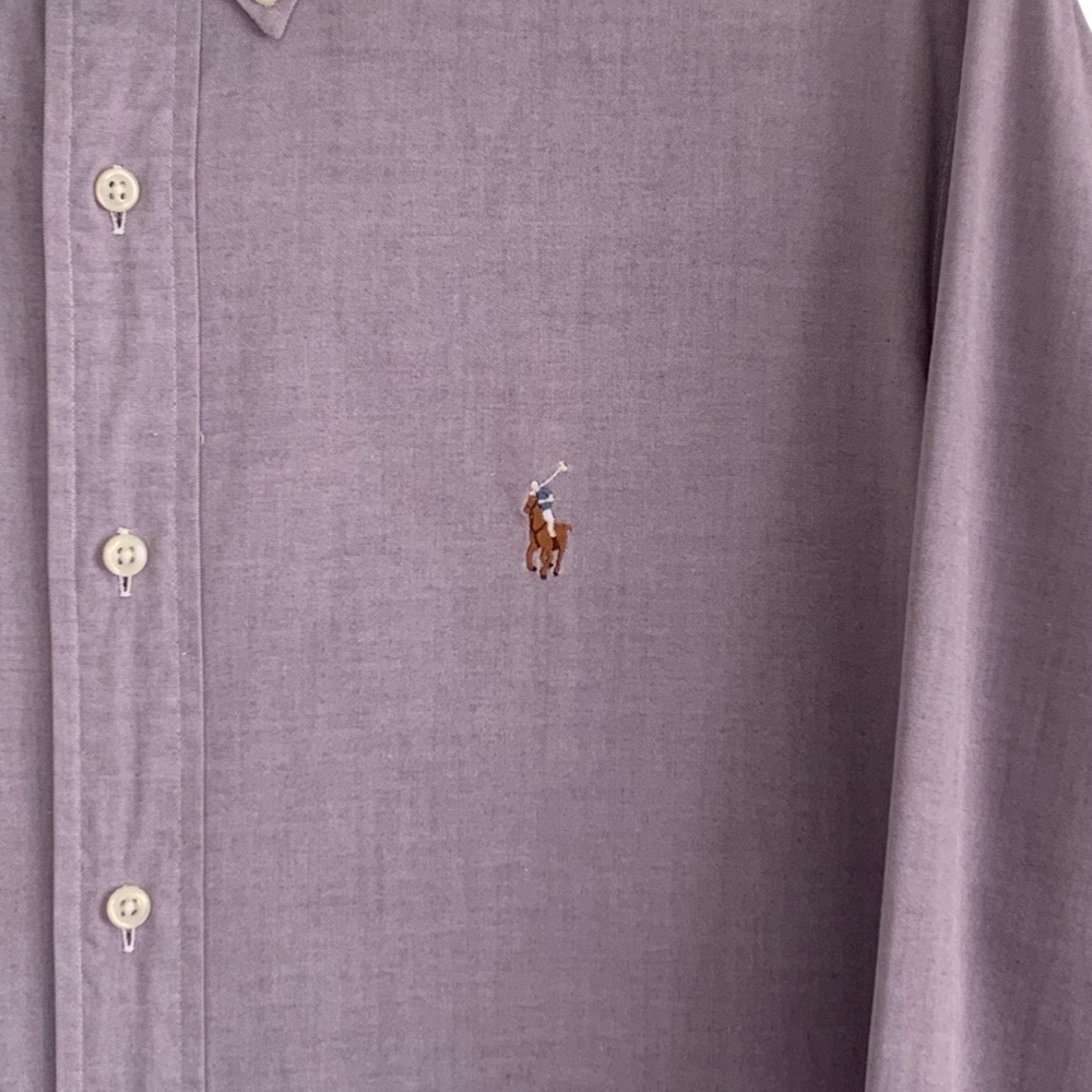 Ralph Lauren Lavender “Yarmouth” 100% Cotton Pinpoint Oxford Shirt - Picture 6 of 10